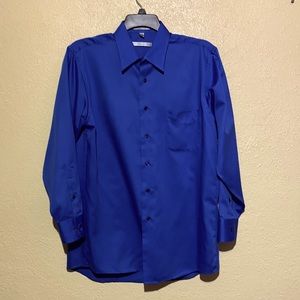 Geoffrey Beene Men's Shirt Long Sleeve Blue L 16 32/33 Cotton Polyester